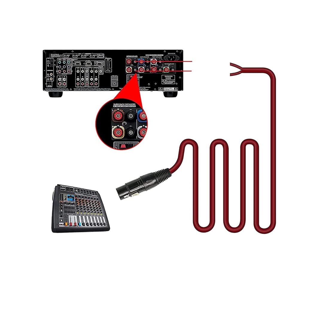 de Haut-Parleur XLR, Câble Nu de Haut-Parleur vers Prise XLR, Connecteur Mâle XLR 3 Broches Plaqué ou Câble Audio de Remplacement ExtréMité Ouverte
