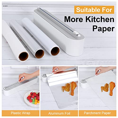 Foto von Tivray Magnetischer Frischhaltefolienspender mit Schneider, Abroller und Spender für Alufolie Und Frischhaltefolie, Praktischer Folienspender Folienschneider für Küche