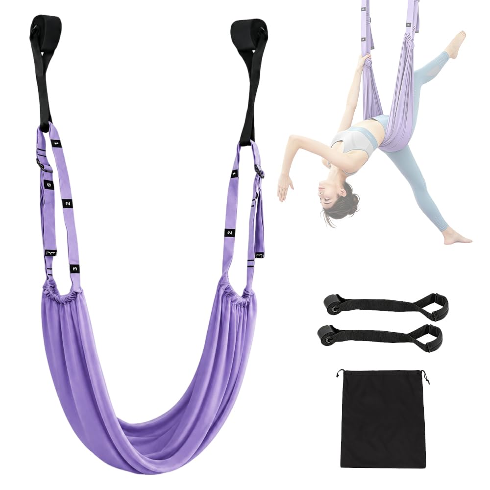 WDKXCN Yoga Swing, Adjustable Yoga Strap, Fitness Stretching Strap, Dance Lower Waist Training, Gym Equipment for Rehab, Pilates Ballet, Muscle Exercise, Splits and Gymnastics, Purple