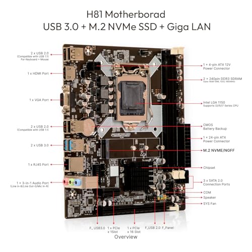 Image of Desktop PC,Core i7-4770 /90 Turbo | 16GB RAM | 512GB M.2 NVMe SSD | HDMI, VGA, Gigabit LAN,USB 3.0,Clocite Copper CPU Fan,HD Graphics (Windows 11 Pro+MS Office /i7,16GB,512GB,Cosmic)
