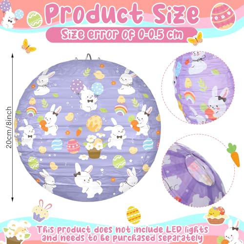 Image of Panelee 12 Pcs Easter Paper Hanging Lanterns Party Decorations 8 Inch Pastel Cute Bunny Round Lanterns for Easter Party Office Classroom Decorations Indoor Outdoor