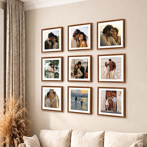 Image of Art Street Premium Photo Frame for living room, Classic Aesthetic Design Photo Frames for Photograph, Art Work, Kids Room Set of 9 (12x12 Inch, Brown)