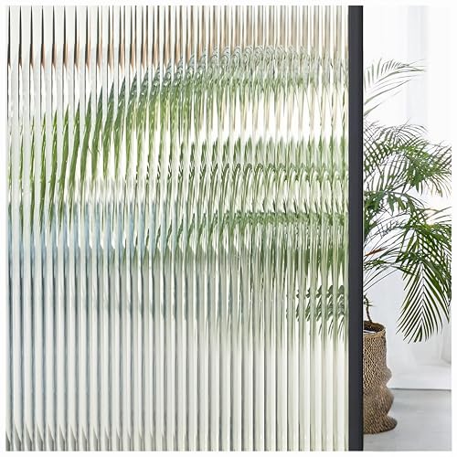 WOO Home Frosted Glass Window Film & Stickers (24 X 96 Inchs) Privacy Window Cover for Home & Office - Easy Apply, UV Protection, Removable Decorative Film (A Fluted Design Film | 2 X 8 SQFT)