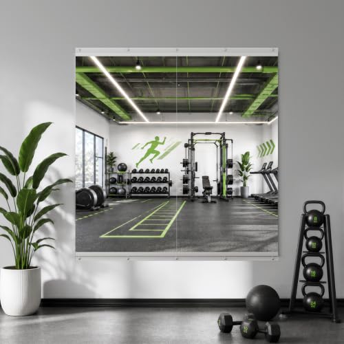 Image of Home Gym Mirror, 48 inchx24 inch-2 PCS Gym Mirrors for Wall, Frameless, Tempered Glass, Large Workout Wall-Mounted Mirrors for Home Gym, Dance Studio, Yoga Room, Garage Gym, Silver