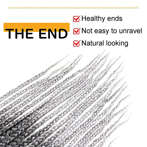 7 Packs 18 Inch Goddess Box Braids Crochet Hair Prelooped Crochet Hair Crochet Braids Box Braid Crochet Hair Crochet Braids Hair For Black Women Jumpo Braiding Hair (18 Inch 7 Packs, 1B/Gray) #TOP4