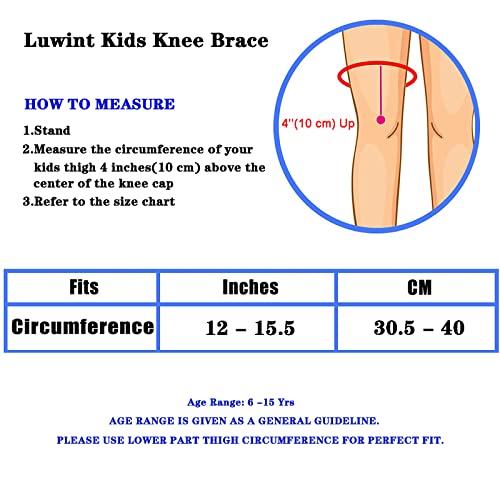 Image of Luwint Soft Knitted Knee Brace or Kids 8-10 10-12 & Youth, Black, 1 Pair | Children Patella Brace Support for Sports, Soccer, Volleyball, Basketball, Football, Gymnastics, Hiking, Running, Dance