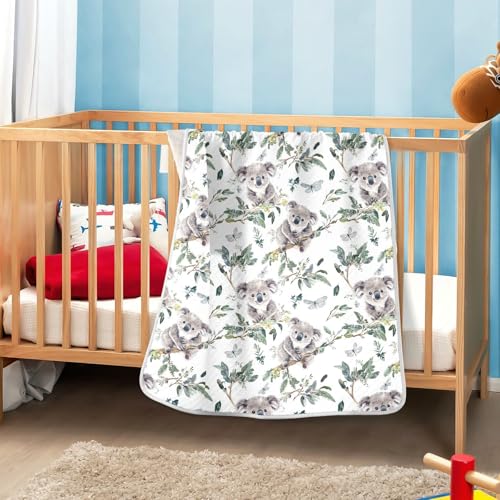Image of Toddler Blanket for Baby Boy and Girl Soft Swaddle Blanket for Toddler and Infant 30X40in Funny Koala White
