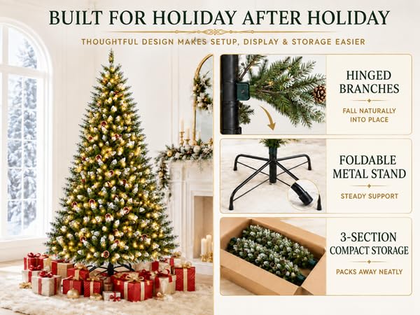 GarveeTech 6ft Pre-Lit Christmas Tree, 250 Warm White Lights, 850 Tips - image 7