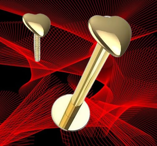 I Serce I Kolczyk do ust I Labret I Screw in I Real 585 lite żółte złoto I 1,2 x 8 x 3,5 mm I 46031-8 I