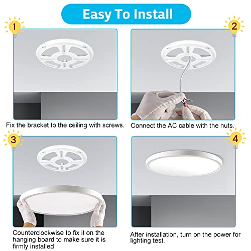 LightingWill 8.9 Inch LED Flush Mount Ceiling Light Fixture, 6000K Cool White, 1800LM, 18W, Flat Modern Round Lighting Fixture, 180W Equivalent White Ceiling Lamp for Kitchens, Bedrooms.etc.