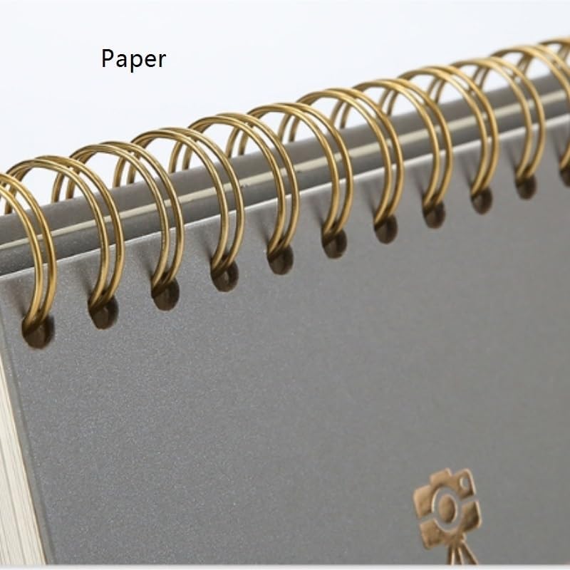 Travel Growth Commemorative Book ﻿ Desk Calendar Self Adhesive Album Coil Album Handmade Laminated Album Applicable to Photos, Receipts, Star Cards, etc(Gray,20 * 18.5cm)