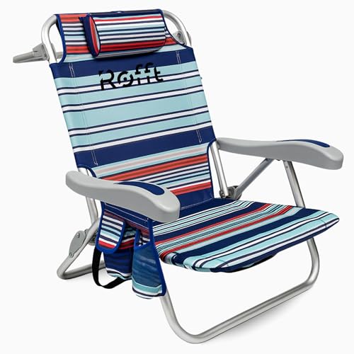 ROFFT Mochila para cadeira de praia com 6 posições, cadeiras de praia para adultos reclináveis e dobráveis, resistentes, alças de mochila, melhor cadeira de praia plana e leve