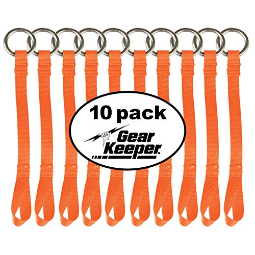 Image of Gear Keeper Load Ring Strap TA1-2001-10PK - 10 lb Tool Weight Limit - Reinforced 8 inch Nylon Webbing - Stainless Steel Ring - Tethered Tool Attachment - ANSI /ISEA 121-2018 Compliant - USA Made (10-Pack)