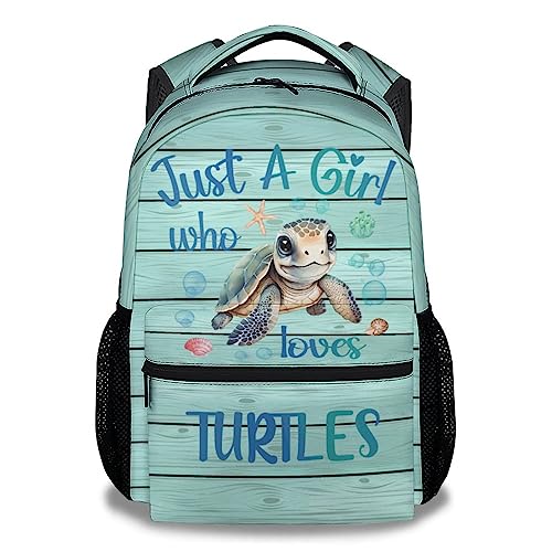 AIOMXZZ Sea Turtle School Backpack for Kids 16 Inch Green Backpacks for Girls Cartoon Durable Lightweight Large Capacity Bookbag for Travel