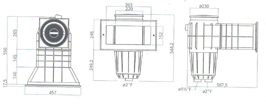 KIT GUARNIZIONI SKIMMER POOL'S PER PISCINE IN CEMENTO E RIVESTIMENTO PVC