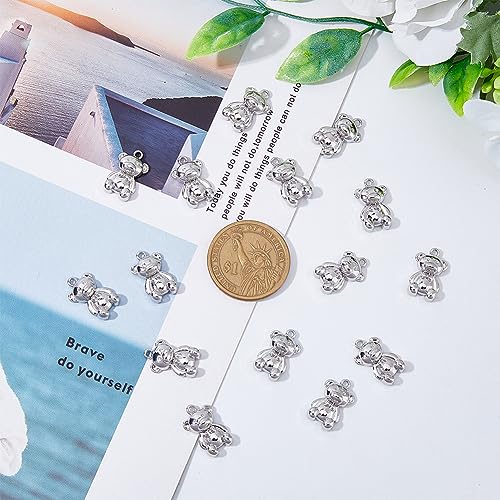 DICOSMETIC 50Pcs Cute Bear Charms Kawaii Bear Pendants Platinum Cartoon Animal Charms Mini Bear Hanging Ornament Alloy Pendants for Jewelry Making DIY Crafts Hole: 1.5mm - Image 4