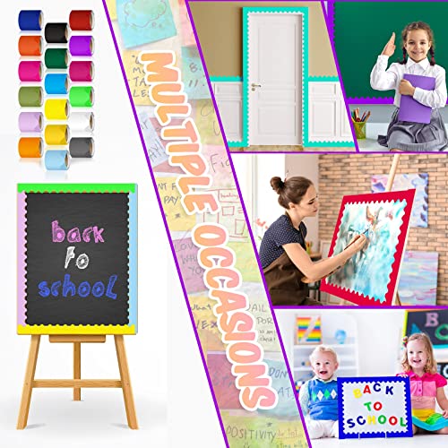 18 Packs Scalloped Bulletin Board Borders In 18 Colors, 300 Feet Polka Dot Rolled Scalloped Border Trim Classroom Borders For Bulletin Board Wall Classroom Decoration (Classic Style) #TOP3