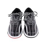 FJJLOVE Bowlingschuh, Unisex Lightweight Bowls Schuhe Lace Up Casual Leder Indoor Sports Schuhe Für Herren Womens,Schwarz,45