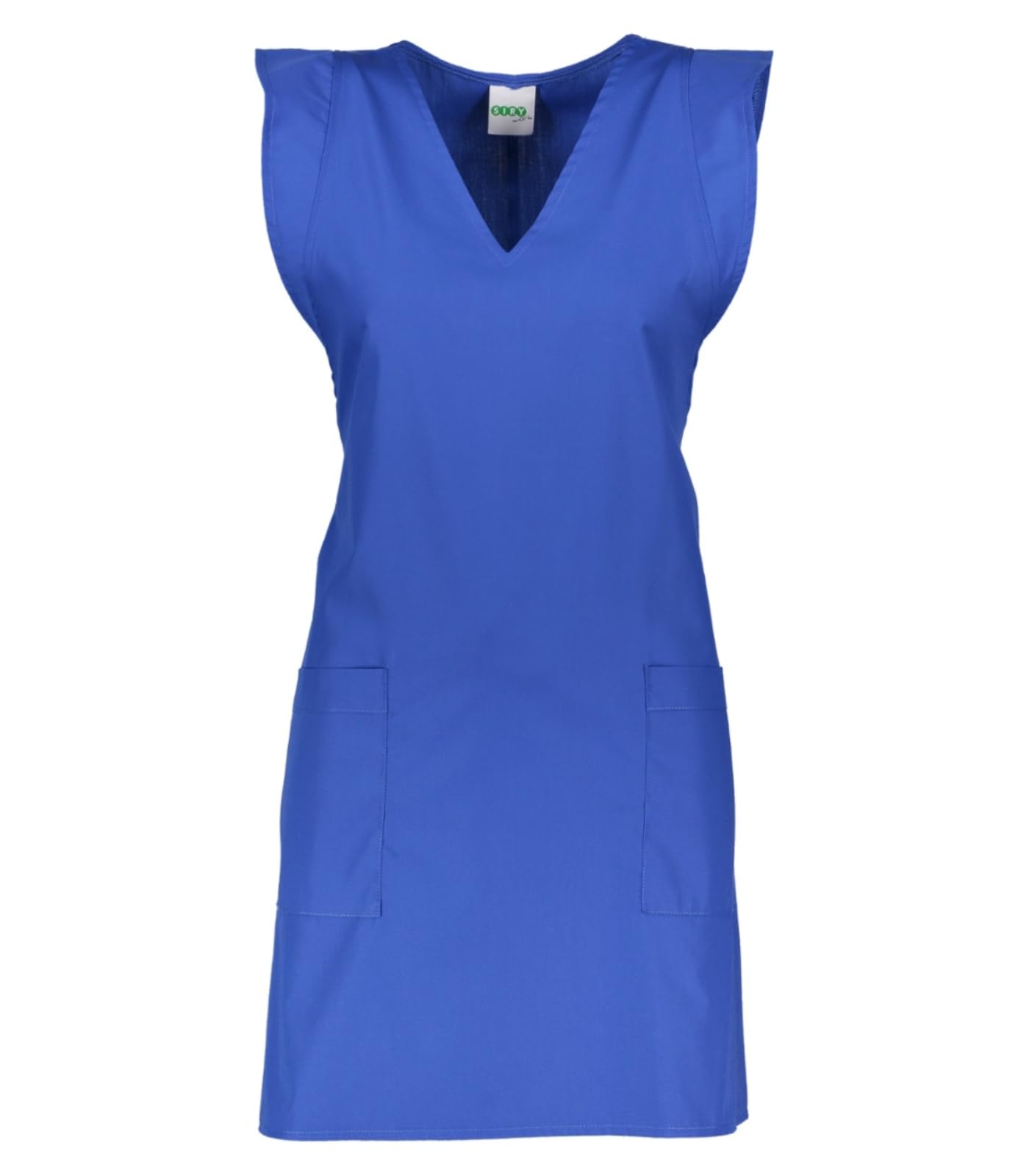 Siry Work Cubrevestido mujer cuello en V 2 bolsillos Art. Mariposa 35% algodón 65% poliéster Made in Italy, ideal para esteticistas, peluquerías, camareras, panaderías, mujeres limpieza, azul claro