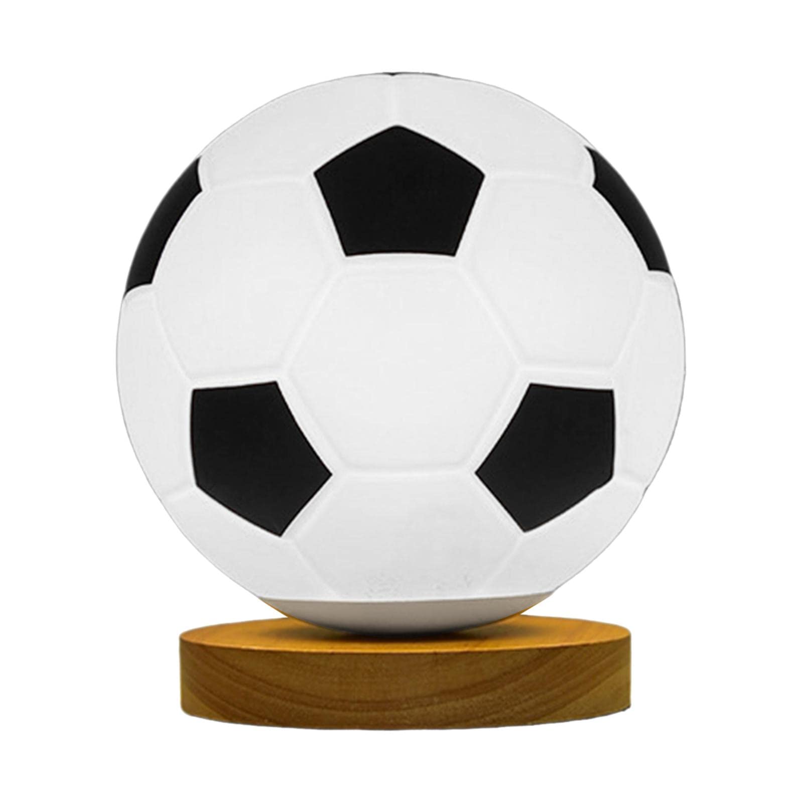 Milageto Lámpara de fútbol con Base de Madera Maciza, lámpara de Mesa pequeña USB, luz Nocturna de atenuación para Dormitorio de niños, decoración del hogar, Base Plana