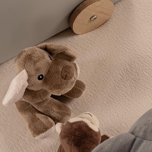 Paco Home Teppich Kinderzimmer Kinderteppich Baby Spielteppich Krabbeldecke Krabbelmatte Weich rutschfest Jungen Mädchen Deko, Grösse:80 cm Rund, Farbe:Creme