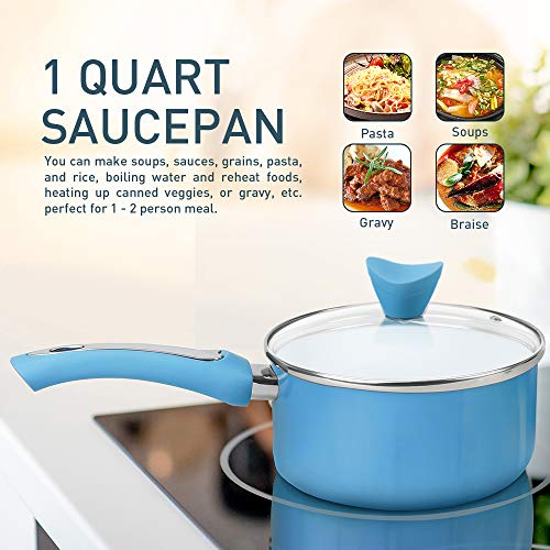 SHINEURI 10 Pieces Nonstick Pots and Pans Set with Glass Lid Ceramic Cookware Set for Induction, Electric, and Ceramic Glass, Dishwasher Safe