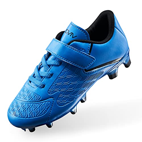 Boys Girls Soccer Cleats - Laceless Kids Football Shoes - Outdoor Firm Ground