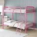 DHP Twin-Over-Twin Bunk Bed with Metal Frame and Ladder, Space-Saving Design, Pink