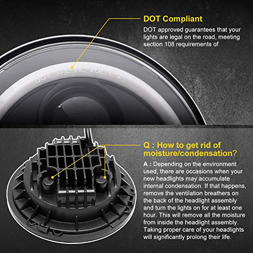 Lx-Light Dot Approved 7Inch Led Headlights With White Drl/Amber Turn Signal + 4 Inch Led Fog Lights With White Drl Halo Ring For Jeep Wrangler 97-2017 Jk Lj Tj #TOP7