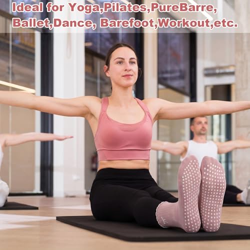 Image of Jspupifip Cute Pilates Socks for Women | Non Slip Yoga Socks with Grips for Barre Workout Athletic Hospital