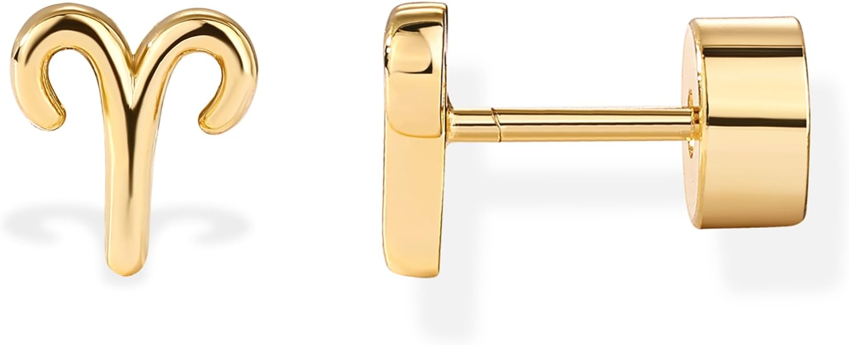 PAVOI 14K Gold Plated 925 Sterling Silver Posts Zodiac Sign Flat Back Earring Studs | Birthday Gift for Women | Astrology Earring Pair