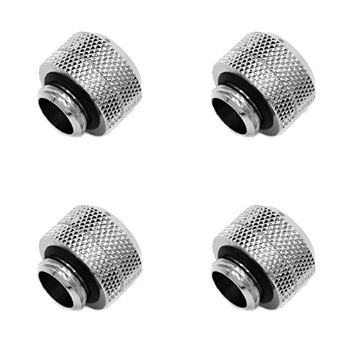 Barrow G1 4  to 12mm Hard Tubing Compression Fitting, Silver Shiny, 4-Pack