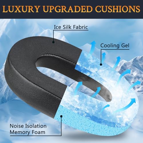 Almohadillas refrigerantes SOULWIT para auriculares gaming Razer BlackShark V3 y BlackShark V3 X HyperSpeed inalámbricos, con tela de seda helada y espuma viscoelástica de alta densidad - Negro miniatura 3