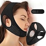 Anti-Schnarch-Kinnriemen, Anti-Schnarch-Gerät, einfach zu tragende Schnarchlösung, hilft Ihnen, den Mund zu schließen, wenn Sie schlafen, Männer und Frauen können Kinnriemen verwenden, Schwarz, 49 cm