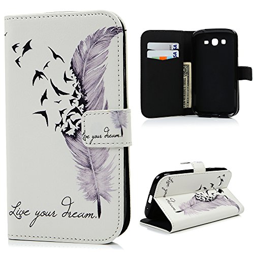 YOKIRIN Coque Grand Plus / Grand Neo / Grand Lite Etui Cuir Housse Bookstyle Fente Carte - Folio Portefeuille PU Support Bouton Magnétique Illustration Motif Coloré Coque Housse Etui pour Samsung Galaxy Grand Plus / Grand Neo / Grand Lite GT-I9060I i9060 i9062 i9082 (5 pouces) - Plume