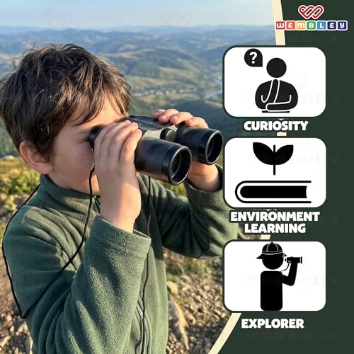 Image of Wembley Army Style Binoculars Toy for Kids | Compact and Portable Birdwatching Outdoor Telescope for Boys and Girls | Binocular Toy with Neck String and Focus Adjustment | Educational Birthday Gift