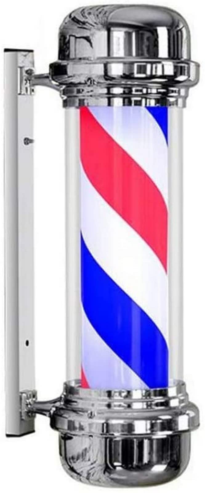 HELCEKOU LED Barbers Pole Light - 71cm Rotating Barber Shop Sign in White, Black & Blue Waterproof Outdoor Wall Lamp for Hair Salon Decor Logo Display