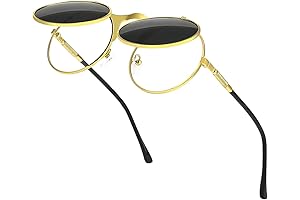 Round Flip Up Sunglasses for Men, Dwayne Wayne Inspired Flip-up Shades with...