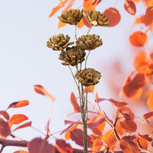 Ramo de 6 tallos de flores de madera de Sola orgánica miniatura 5