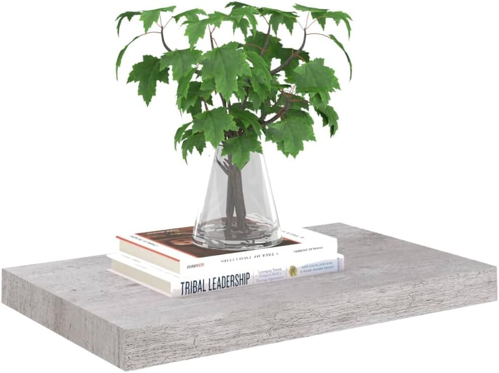 Concrete Grey Modern Wall Shelf - Floating Storage Design & Book Shelf for Stylish Display in Your Living Room (19.7 x 9.1 x 1.5 in)