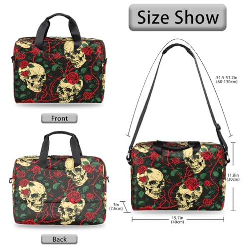 Bolsa para laptop con diseño retro floral y calaveras miniatura 6