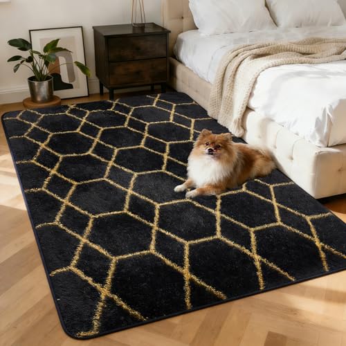Alfombra suave 5x7 FT para sala, geométrica antideslizante miniatura 3