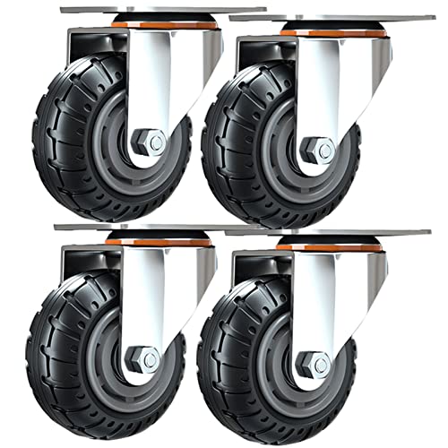 Roulettes pivotantes noires version robuste améliorée diamètre 125 mm à plaque de base épaissie