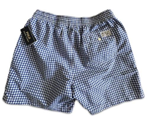 POLO RALPH LAUREN Men's 5.75-Inch Traveler Classic Swim Trunks Size LARGE Shorts (Blue Gingham)2
