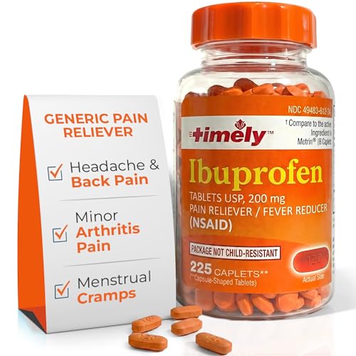 Image of TIME-Cap Labs Ibuprofen 200mg Pain Reliever & Fever Reducer, 225 Caplets | Temporarily Relieves Minor Aches & Pains due to Headache, Toothache, Backache, Muscular Aches & Menstrual Cramps | For Adults