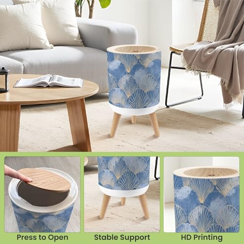 Caneca de basura redonda 7L con tapa y patas miniatura 5