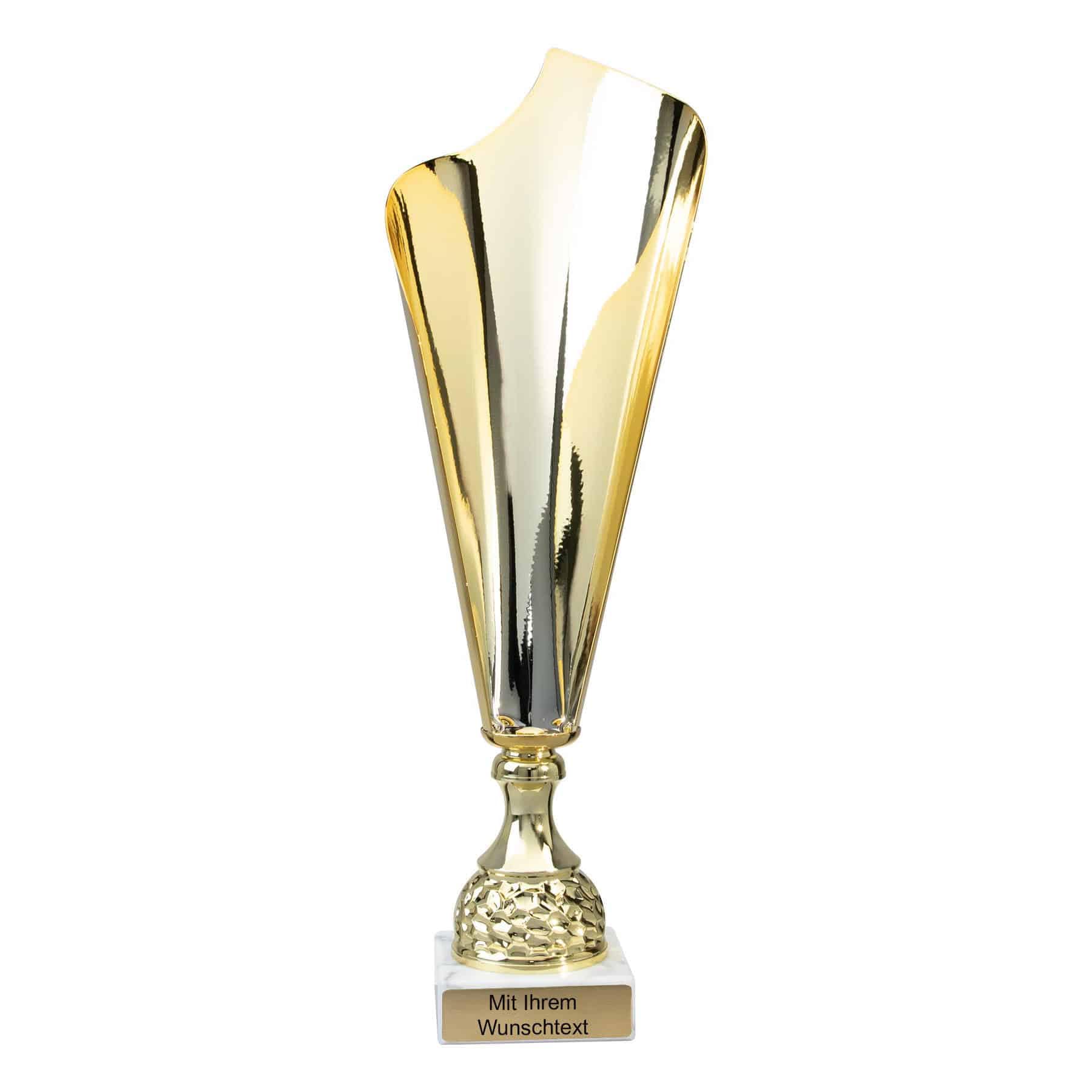 Deitert Pokal Gold mit Gravur – Sportpokal 36–46,9 cm auf schwarzem Marmorsockel, Siegerpokal für Turniere, Wettkämpfe und Ehrungen | 36-46,9 cm hoch | Hochwertige Ausführung | Für Turniere, Wettkämpfe & Ehrungen oder als Geschenkidee | Wunschtext inklusi
