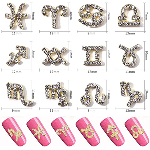 RUNRAYAY 24Pcs 3D Constellations Nail Art Charms with Rhinestones - Image 2