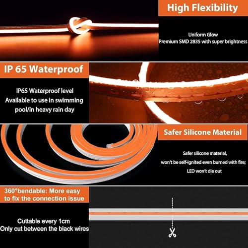 Tira de LED flexible 16.4 pies luz cálida miniatura 5