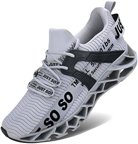 WONESION Mens Breathable Walking Tennis Running Shoes Blade Slip on Casual Fashion Sneakers (1A Grey, Numeric_7_Point_5)